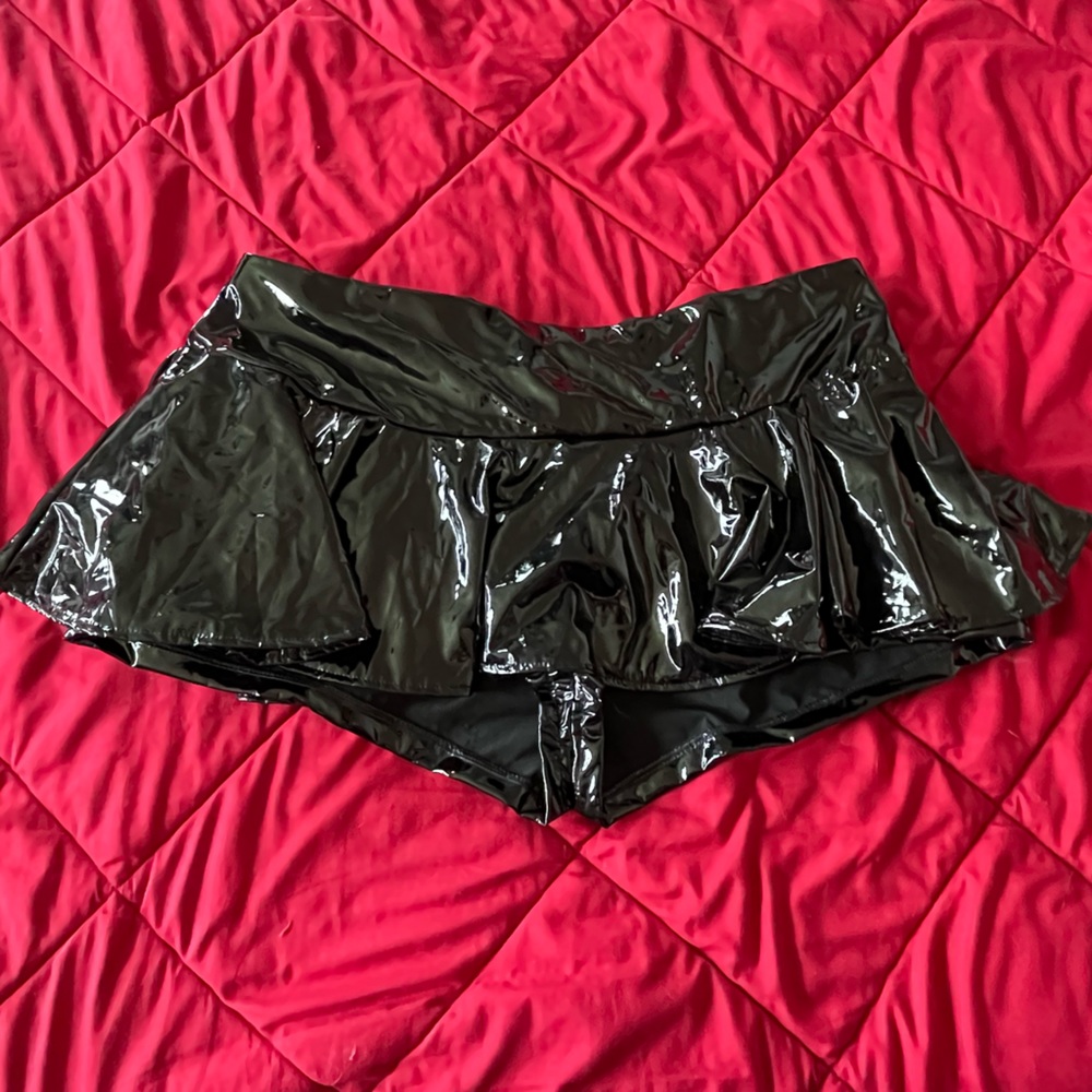 SHEIN patent leather micro skort